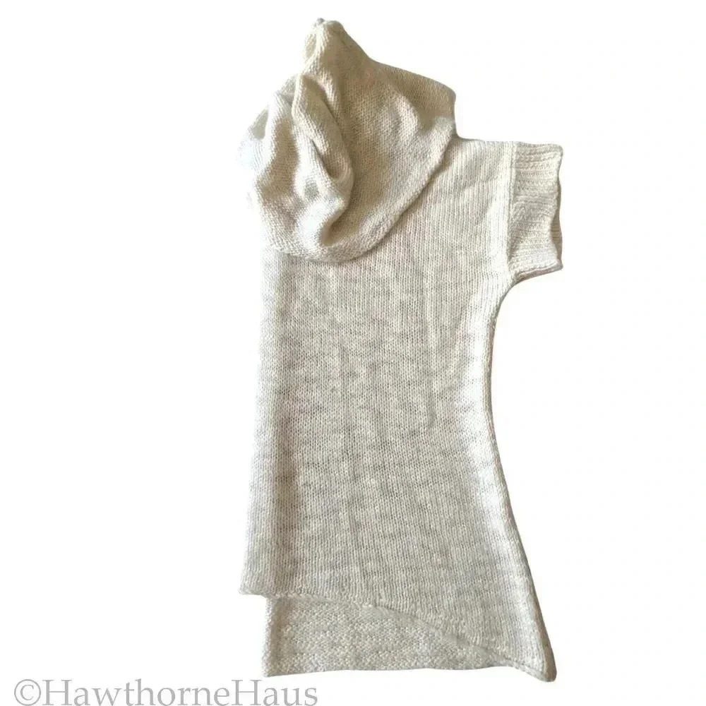 CHEALSEA & THEODORE Oversized Cowl Neck Sweater Top Size S Half Sleeve Ivory